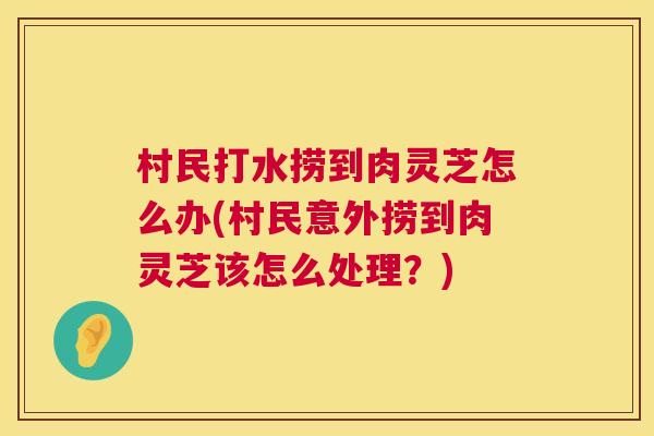 村民打水捞到肉灵芝怎么办(村民意外捞到肉灵芝该怎么处理?) 村民打水捞到肉灵芝怎么办(村民意外捞到肉灵芝该怎么处理?)