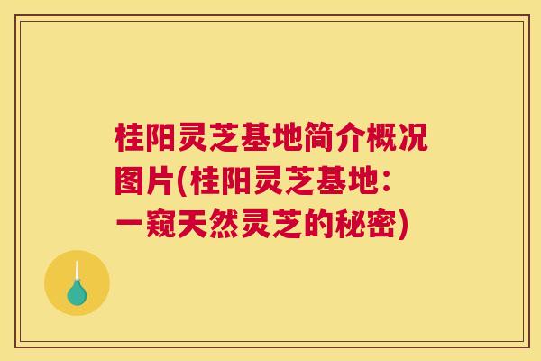 桂阳灵芝基地简介概况图片(桂阳灵芝基地：一窥天然灵芝的秘密)