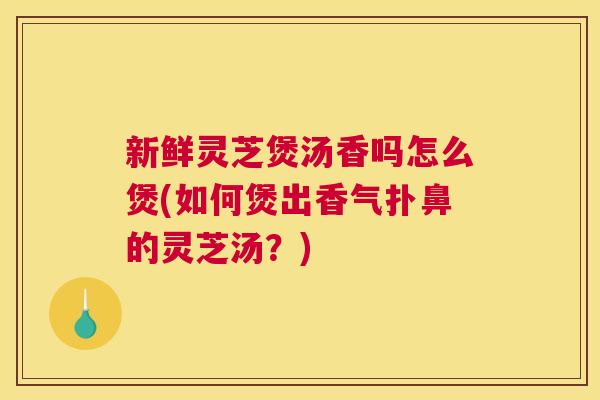新鲜灵芝煲汤香吗怎么煲(如何煲出香气扑鼻的灵芝汤?) 新鲜灵芝煲汤香吗怎么煲(如何煲出香气扑鼻的灵芝汤?)
