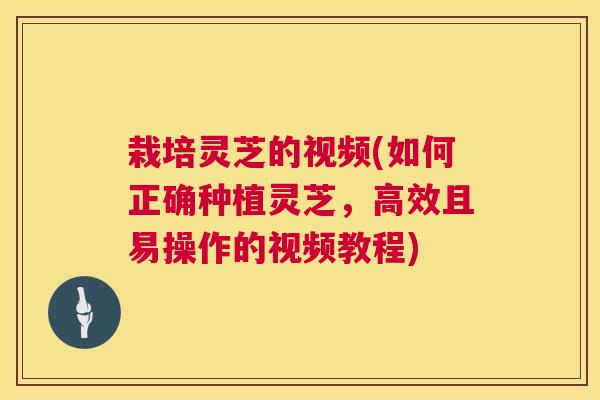 栽培灵芝的视频(如何正确种植灵芝，高效且易操作的视频教程)