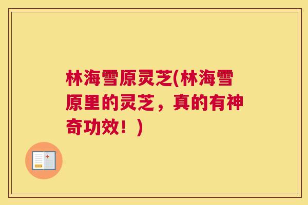 林海雪原灵芝(林海雪原里的灵芝，真的有神奇功效！)