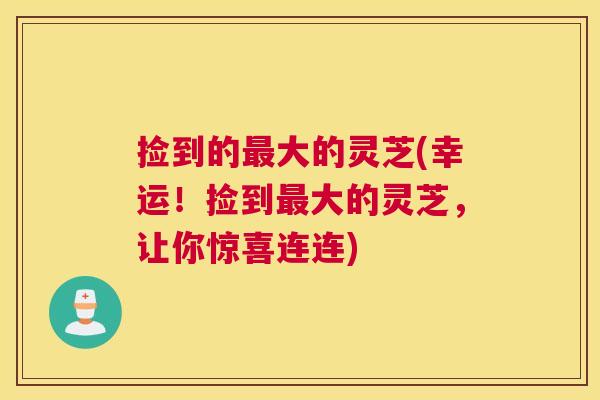 捡到的最大的灵芝(幸运！捡到最大的灵芝，让你惊喜连连)