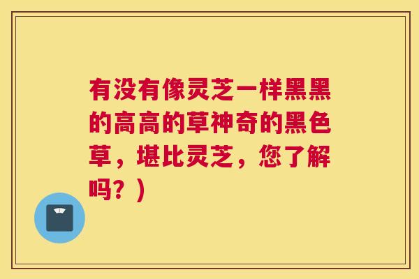 有没有像灵芝一样黑黑的高高的草神奇的黑色草，堪比灵芝，您了解吗？)