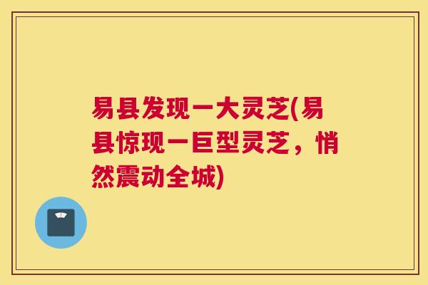 易县发现一大灵芝(易县惊现一巨型灵芝，悄然震动全城)