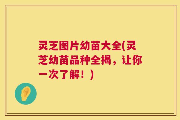 灵芝图片幼苗大全(灵芝幼苗品种全揭，让你一次了解！)