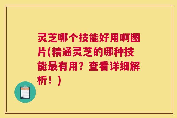 灵芝哪个技能好用啊图片(精通灵芝的哪种技能最有用？查看详细解析！)