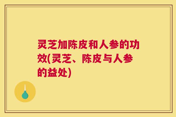 灵芝加陈皮和人参的功效(灵芝、陈皮与人参的益处)