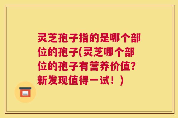 灵芝孢子指的是哪个部位的孢子(灵芝哪个部位的孢子有营养价值?新发现值得一试!) 灵芝孢子指的是哪个部位的孢子(灵芝哪个部位的孢子有营养价值?新发现值得一试!)