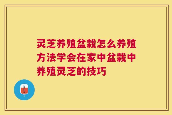灵芝养殖盆栽怎么养殖方法学会在家中盆栽中养殖灵芝的技巧