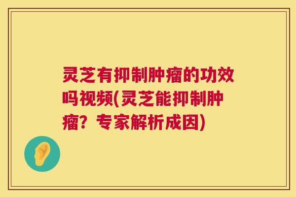 灵芝有抑制的功效吗视频(灵芝能抑制？专家解析成因)