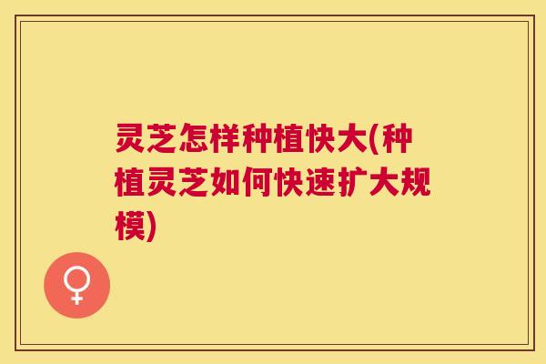 灵芝怎样种植快大(种植灵芝如何快速扩大规模)
