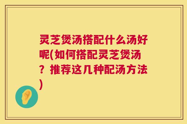 灵芝煲汤搭配什么汤好呢(如何搭配灵芝煲汤？推荐这几种配汤方法)