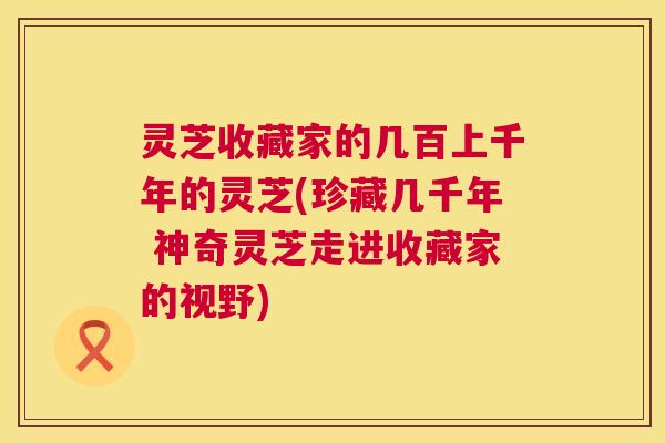 灵芝收藏家的几百上千年的灵芝(珍藏几千年 神奇灵芝走进收藏家的视野) 灵芝收藏家的几百上千年的灵芝(珍藏几千年 神奇灵芝走进收藏家的视野)