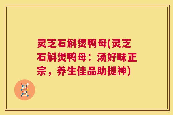 灵芝石斛煲鸭母(灵芝石斛煲鸭母：汤好味正宗，养生佳品助提神)
