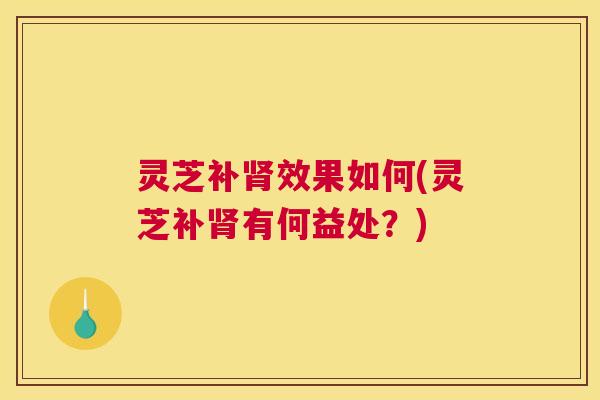 灵芝补肾效果如何(灵芝补肾有何益处？)
