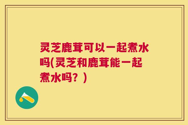 灵芝鹿茸可以一起煮水吗(灵芝和鹿茸能一起煮水吗？)