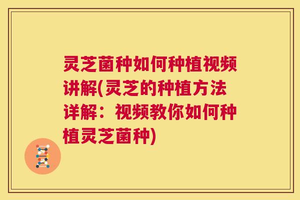 灵芝菌种如何种植视频讲解(灵芝的种植方法详解:视频教你如何种植灵芝菌种) 灵芝菌种如何种植视频讲解(灵芝的种植方法详解:视频教你如何种植灵芝菌种)
