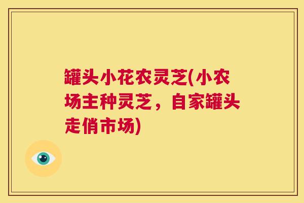 罐头小花农灵芝(小农场主种灵芝，自家罐头走俏市场)