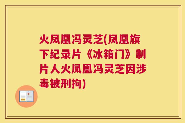 火凤凰冯灵芝(凤凰旗下纪录片《冰箱门》制片人火凤凰冯灵芝因涉毒被刑拘)
