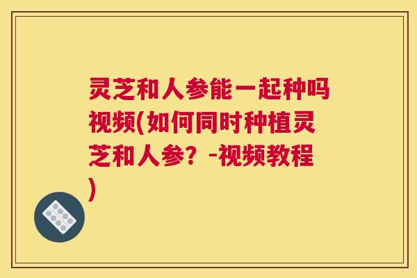 灵芝和人参能一起种吗视频(如何同时种植灵芝和人参？-视频教程)