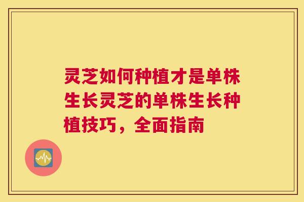 灵芝如何种植才是单株生长灵芝的单株生长种植技巧，全面指南