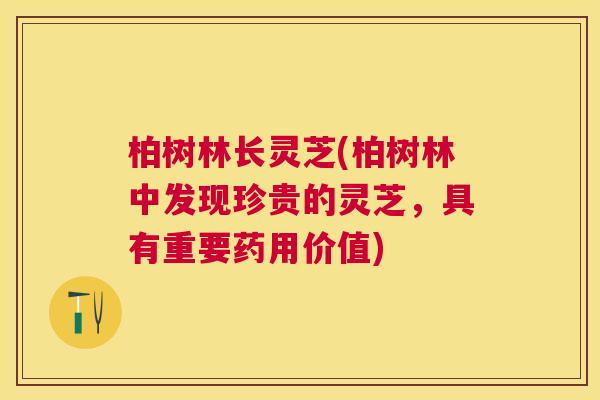 柏树林长灵芝(柏树林中发现珍贵的灵芝,具有重要药用价值) 柏树林长灵芝(柏树林中发现珍贵的灵芝,具有重要药用价值)