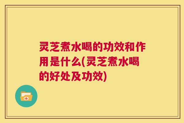 灵芝煮水喝的功效和作用是什么(灵芝煮水喝的好处及功效)