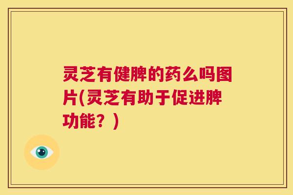 灵芝有健脾的药么吗图片(灵芝有助于促进脾功能？)