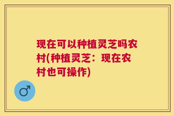 现在可以种植灵芝吗农村(种植灵芝：现在农村也可操作)