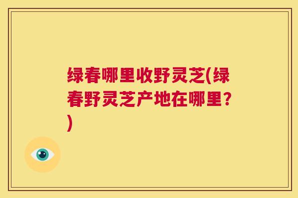 绿春哪里收野灵芝(绿春野灵芝产地在哪里？)
