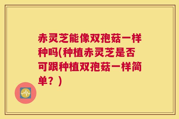赤灵芝能像双孢菇一样种吗(种植赤灵芝是否可跟种植双孢菇一样简单？)