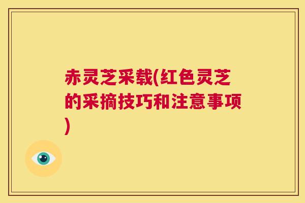 赤灵芝采载(红色灵芝的采摘技巧和注意事项)