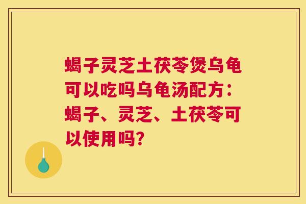 蝎子灵芝土茯苓煲乌龟可以吃吗乌龟汤配方：蝎子、灵芝、土茯苓可以使用吗？
