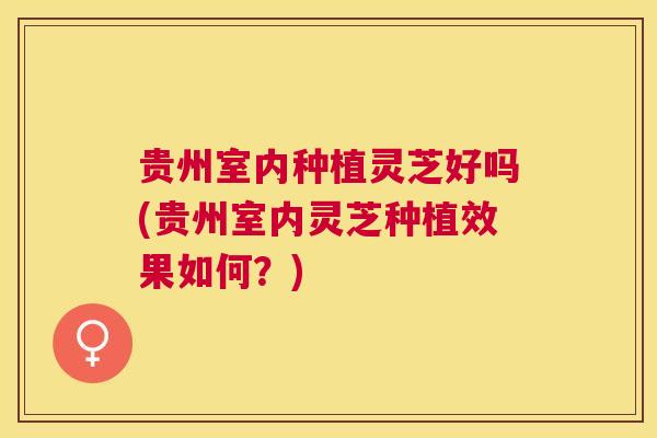贵州室内种植灵芝好吗(贵州室内灵芝种植效果如何？)