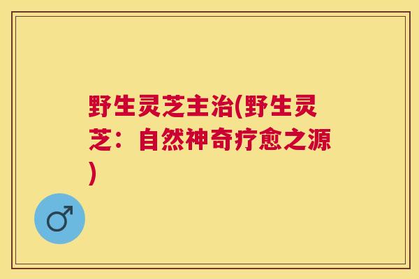 野生灵芝主(野生灵芝:自然神奇疗愈之源) 野生灵芝主(野生灵芝:自然神奇疗愈之源)