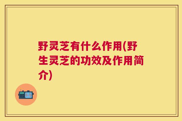 野灵芝有什么作用(野生灵芝的功效及作用简介)