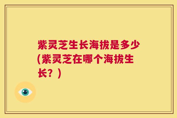 紫灵芝生长海拔是多少(紫灵芝在哪个海拔生长?) 紫灵芝生长海拔是多少(紫灵芝在哪个海拔生长?)