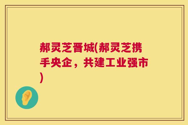 郝灵芝晋城(郝灵芝携手央企，共建工业强市)