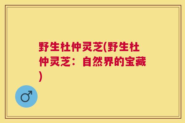 野生杜仲灵芝(野生杜仲灵芝：自然界的宝藏)