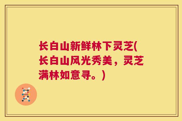 长白山新鲜林下灵芝(长白山风光秀美，灵芝满林如意寻。)