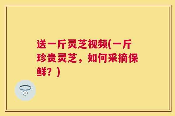 送一斤灵芝视频(一斤珍贵灵芝，如何采摘保鲜？)