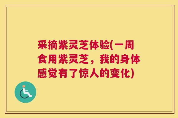 采摘紫灵芝体验(一周食用紫灵芝，我的身体感觉有了惊人的变化)