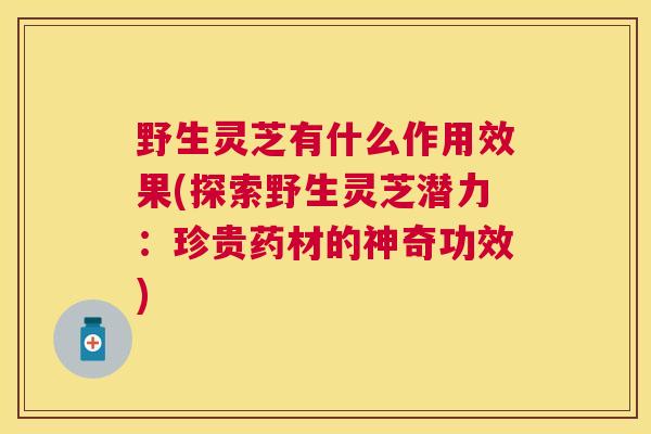 野生灵芝有什么作用效果(探索野生灵芝潜力：珍贵药材的神奇功效)