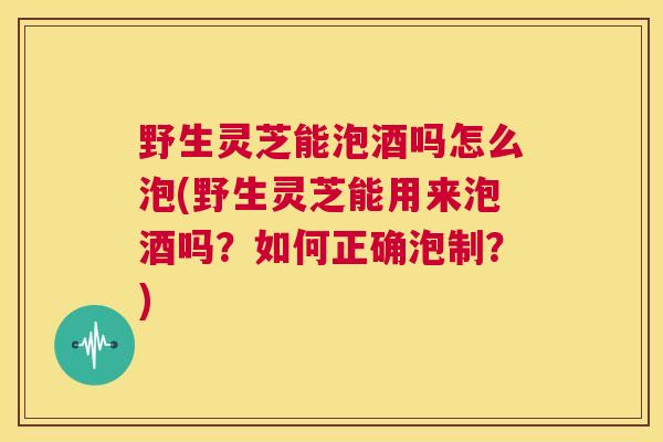 野生灵芝能泡酒吗怎么泡(野生灵芝能用来泡酒吗?如何正确泡制?) 野生灵芝能泡酒吗怎么泡(野生灵芝能用来泡酒吗?如何正确泡制?)