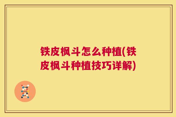 铁皮枫斗怎么种植(铁皮枫斗种植技巧详解)
