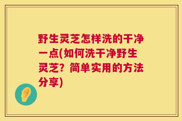 野生灵芝怎样洗的干净一点(如何洗干净野生灵芝?简单实用的方法分享) 野生灵芝怎样洗的干净一点(如何洗干净野生灵芝?简单实用的方法分享)