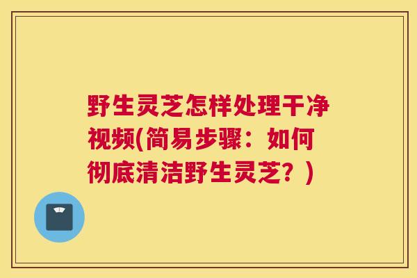 野生灵芝怎样处理干净视频(简易步骤：如何彻底清洁野生灵芝？)