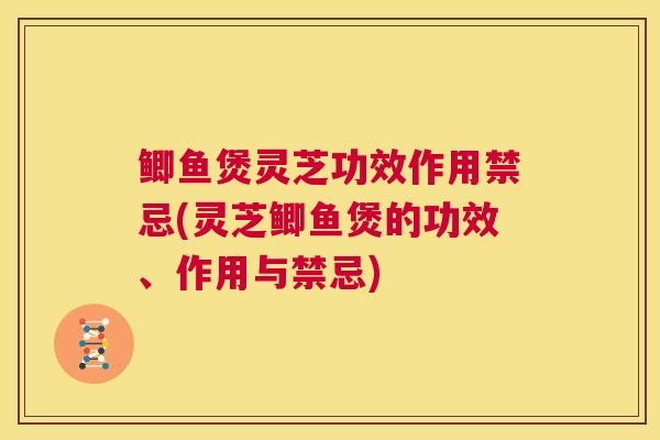 鲫鱼煲灵芝功效作用禁忌(灵芝鲫鱼煲的功效、作用与禁忌)