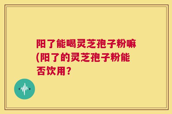 阳了能喝灵芝孢子粉嘛(阳了的灵芝孢子粉能否饮用？