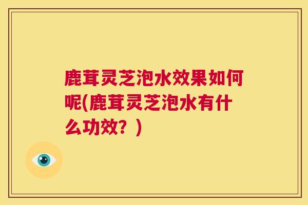鹿茸灵芝泡水效果如何呢(鹿茸灵芝泡水有什么功效?) 鹿茸灵芝泡水效果如何呢(鹿茸灵芝泡水有什么功效?)